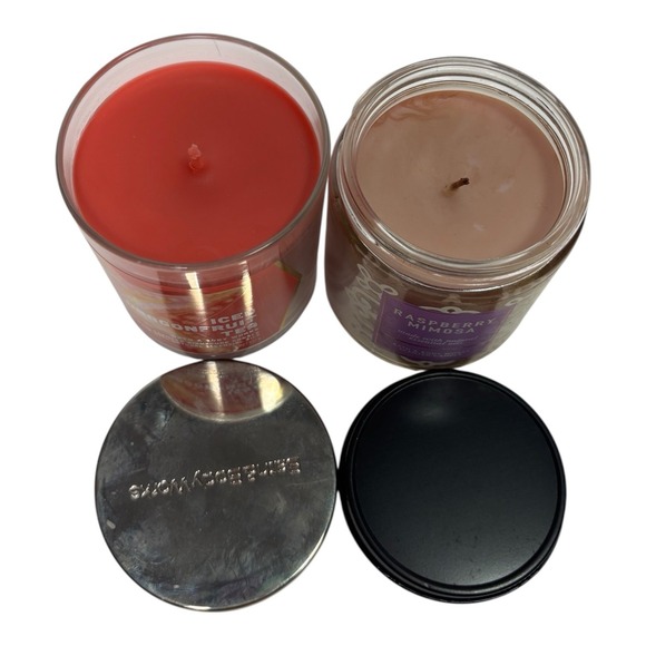 Lot 2 Bath & Body Works Single Wick Candles Dragonfruit Tea Raspberry Mimosa - Picture 4 of 5